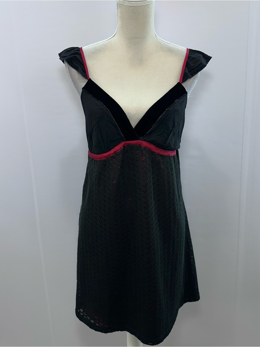 Buffalo David Bitton Black Mini Dress with Burgundy Trim